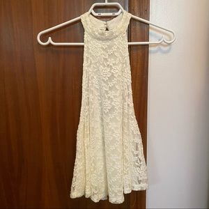 Sirens Ivory Lace Halter Neck Crop Top